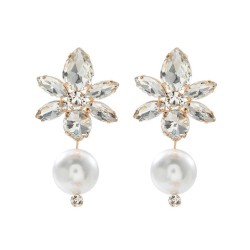 lady snowflake diamond Pearl pendant earrings high temperament earring Earring