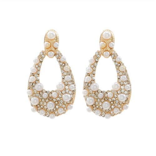 high fully-jewelled Pearl hollow drop earring lady fashion geometry earrings