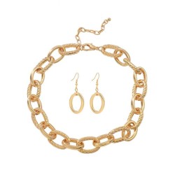gold silver pure color chain chain earring set trend brief wind Earring set
