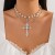occidental style punk cross pendant necklace woman  personality Metal Rivet imitate Pearl clavicle