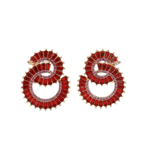 occidental style fashion Double circle diamond samll high earrings super temperament ear stud Earring