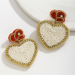 summer fresh romantic woman Peach heart beads earrings  leisure all-Purpose sw..