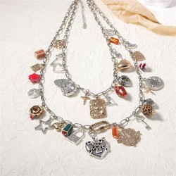  Bohemia personality trend Double layer Alloy love geometry more pendant wind ..
