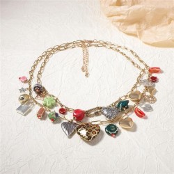  Bohemia trend retro wind Double layer Alloy more style pendant necklace   all..