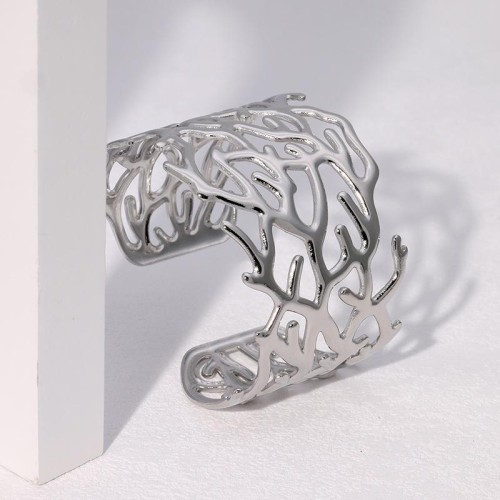 occidental style retro Irregular hollow width personality exaggerating highins stainless steel bangle woman