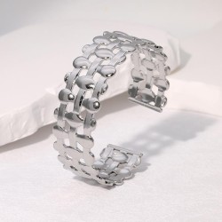 occidental style geometry retro hollow stainless steel bangle weave pattern gi..