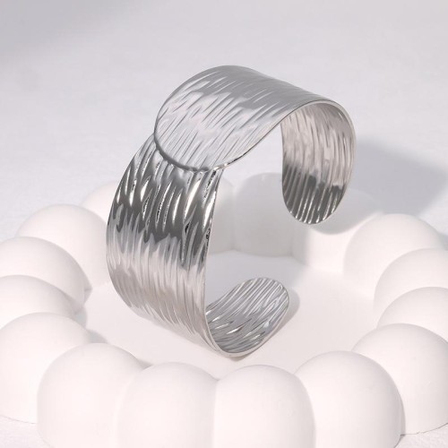 occidental style retro brief width surface stainless steel bangle Irregular opening high exaggerating gilded wom