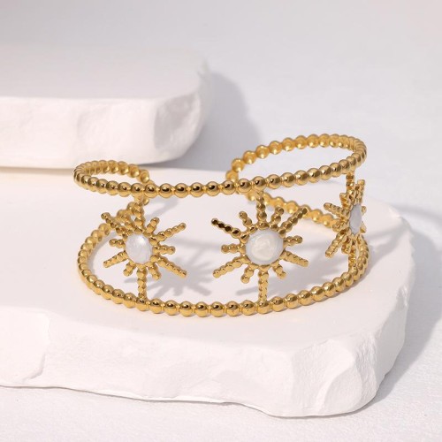 occidental style retro hollow sun flower enamel bangle medium samll geometry exaggerating stainless steel woman