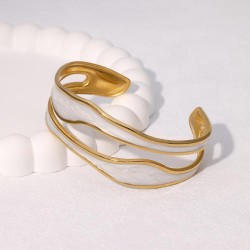 occidental styleI fashion brief enamel Irregular gilded stainless steel bangle..