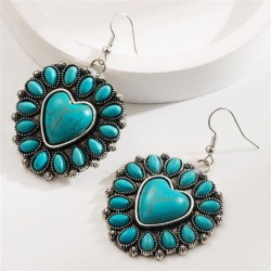 occidental style turquoise earrings big samll love retro ethnic style ear stud..