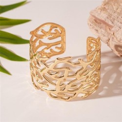 occidental style Metal branch pattern width surface opening bangle geometry te..