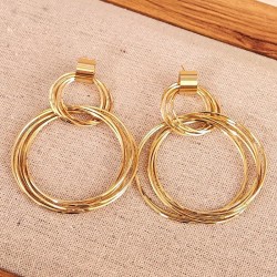 occidental style multilayer circle buckle ear stud earring fashion exaggeratin..