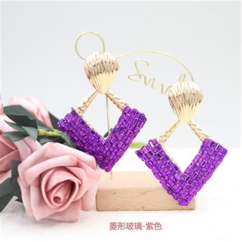 occidental style personality fully-jewelled zircon earrings creative rhombus four shape embed zircon c
