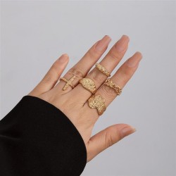 occidental style geometry Metal wind ring set  Irregular surface opening retro..