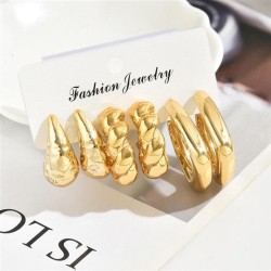  occidental style goldoo earrings set thick Irregular circle circle pattern dr..