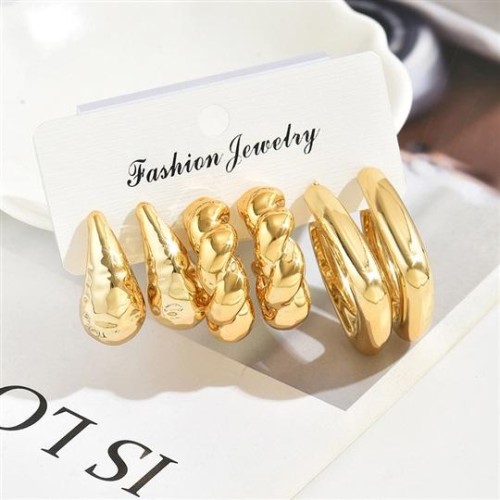  occidental style goldoo earrings set thick Irregular circle circle pattern drop Earring