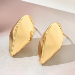  brief geometry three-dimensional drop surface thick rhombus ear stud woman pu..
