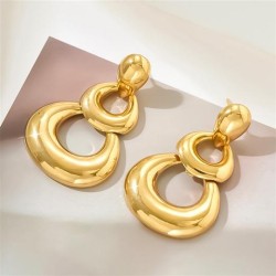 gold retro drop earrings woman geometry circleI samll exaggerating personality..