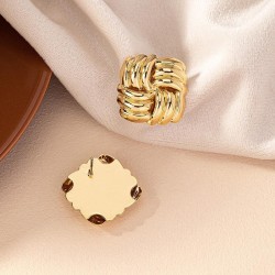 occidental style square twining Ear clip lady retro geometry weave pattern ear..