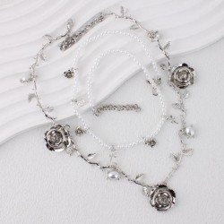 occidental style multilayer lady flowers Leaf imitate Pearl rose pendant beads..