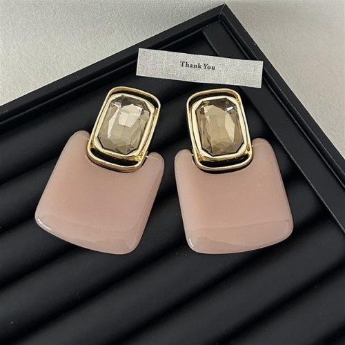 retro surface geometry square Acrylic crystal color exaggerating occidental style brief same style long earrings