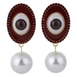 occidental style fashion same style eyes retro palace wind big Pearl diamond e..