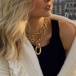 occidental style chain Metal necklace female clavicle chain two