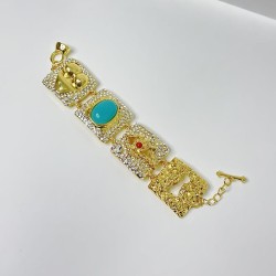 occidental style retro fully-jewelled blue gem square bangle high personalityO..