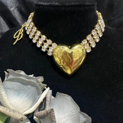 occidental style exaggerating three row flash diamond mirror big love necklace..