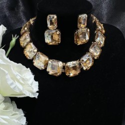 occidental style exaggerating personality color square flash diamond necklace ..