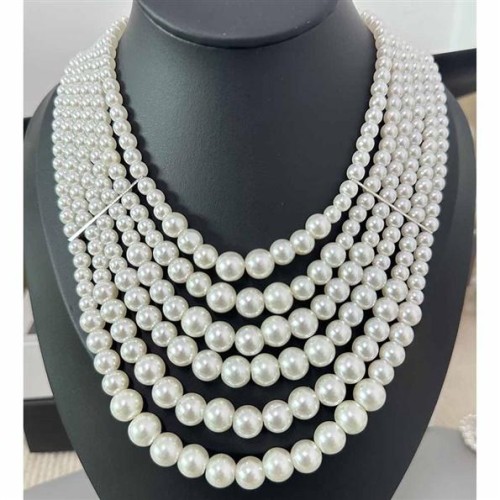 occidental style high multilayer Pearl necklace temperament Ladies wind chain woman