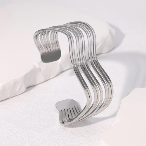occidental style geometry brief windins high stainless steel bangle woman