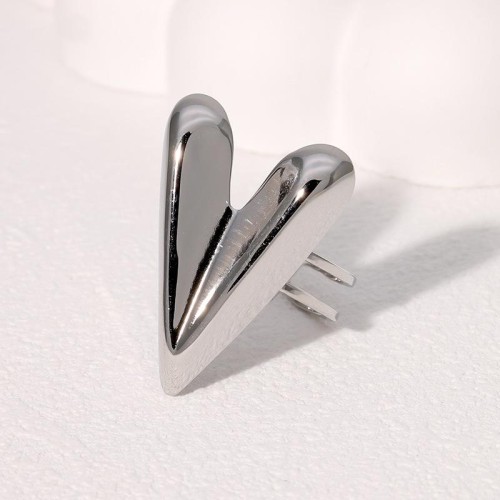 occidental style brief wind high heart-shaped personality exaggerating stainless steel opening ring