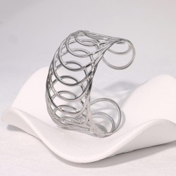 occidental style geometry hollow brief windins stainless steel bangle woman