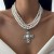 occidental style  wind cross Alloy pendant clavicle chain  elegant Pearl beads necklace