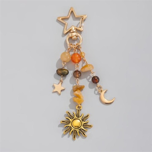 occidental style  Moon and stars turquoise tassel key buckle  wind hollow butterfly Alloy bag bag han