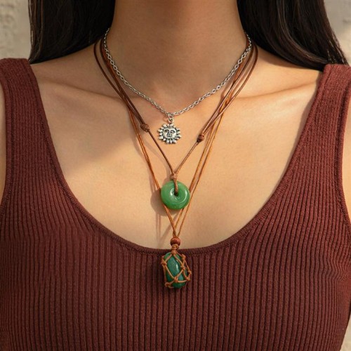 occidental style  small fresh pendant necklace  sun Alloy clavicle chain