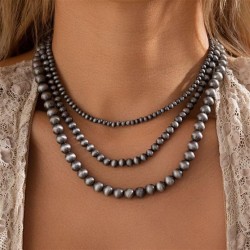 occidental style  ethnic style beads necklace retro geometry beads clavicle ch..