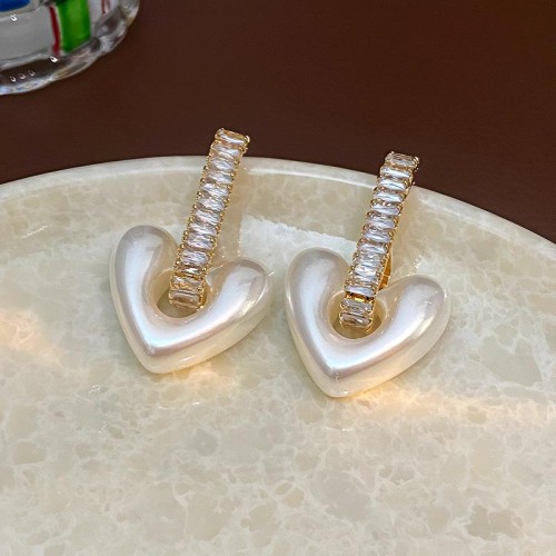  zircon love pendant earrings temperament brief all-Purpose ear stud woman high samll Earring
