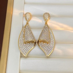 occidental style retro ethnic style embed zircon earrings Korean style persona..