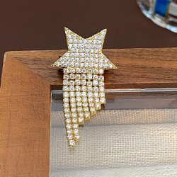 occidental style new fashion Five-pointed star tassel brooch personality diamo..