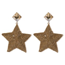 E exaggerating fully-jewelled Five-pointed star personality earring creative s..