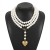 ( Gold)occidental style creative Pearl long style sweater chain  temperament elegant heart-shaped layer necklace woman