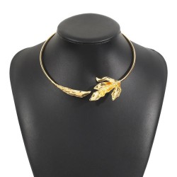 retro personality leaves necklace  occidental style chain opening Collar clavi..