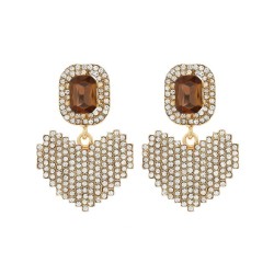 fashion fully-jewelled geometry love Alloy earring super temperament all-Purpo..