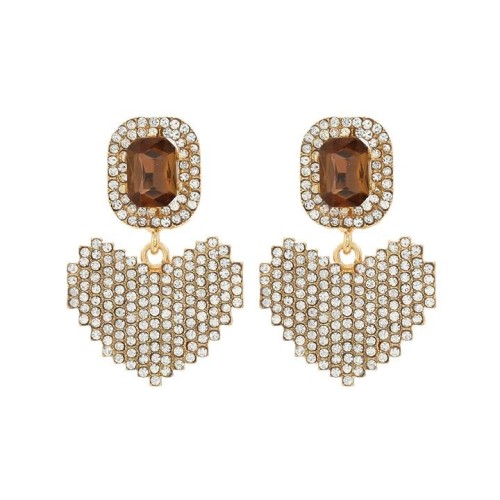 fashion fully-jewelled geometry love Alloy earring super temperament all-Purpose day woman style
