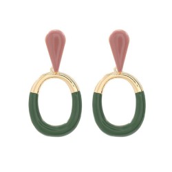 lady Bohemia retro hollow Round splice color Metal ear stud Earring