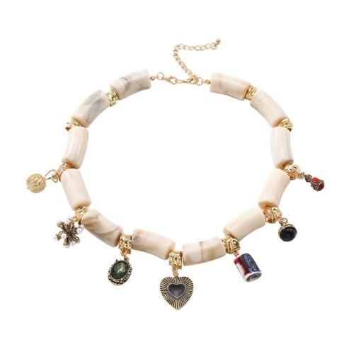 occidental style samll creative woman style resin bamboo necklace Alloy pendant pendant chain