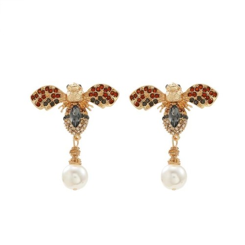  retro diamond insect earrings lady fashion high Pearl pendant earring Earring