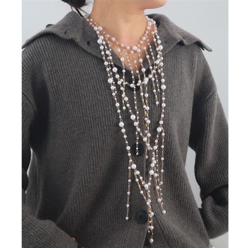 Autumn and Winter lady Pearl sweater chain high all-Purpose exaggerating long necklace